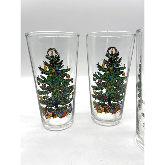 Vintage KIG Indonesia Set Of 5 Christmas Tree Drinking Glasses Holiday Design 8 - Picture 8 of 8